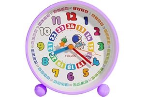 XQZMD Sveglia digitale per bambini, analogica, senza ticchettio, sveglia analogica per bambini, con allarme forte, luce notturna, sveglia scolastica, per ragazzi e ragazze, sveglia a batteria (viola)