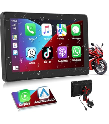 Euakee 5'' CarPlay & Android Auto Per Moto | Schermo Touch Impermeabile IP67 | GPS E Controllo Vocale - Foto 9