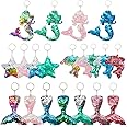 Heqishun 20 PCS Sequin Keyrings, Reversible Mermaid Sequin Keychains Glitter Flip Keychains, Colorful Animal Sequin Key Chains Theme Party Gift Bags for Kids Birthday Party Favors Supplies (4 Styles)