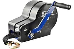 Husar Winch Cabrestante Manual Con Carcasa 2500 lbs | 1133 Con Correa De 10 Metros, Fabricado En Acero Inoxidable, Freno de Trinquete, De Simple Efecto, Para Barcos, Remolques, Industria