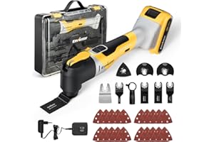 ENVENTOR Wielofunkcyjne narzędzie akumulatorowe 20V, narzędzie oscylacyjne z akumulatorem 2.0AH i ładowarką, 12000-19500RPM, kąt oscylacji 4°, 6 prędkości, 28 akcesoriów, do cięcia, polerowania