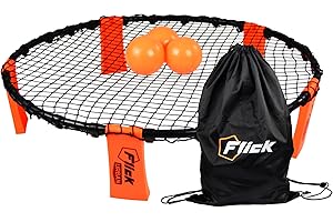 FOOTBALL FLICK Flick Urban Spiralball - Roundnet ball game - Includes 3 Spiralball balls - lightweight sturdy net - weatherproof carry bag - beach and garden games