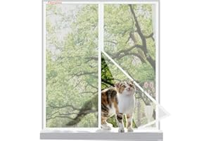 Risareyi Mosquitera Ventana Magnetica 95x135cm, Blanco Malla Mosquitera de Fibra de Vidrio Transpirable Antimosquitos, Cierre Automático, Malla Cortina Mosquitera con Imanes