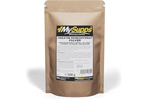 ‎MY SUPPS My Supps Creatin Monohydrat Pulver 500g – 100 Prozent reines Kreatin Pure Powder – mikrofein und löslich – vegan ohne Zusätze – made in Germany