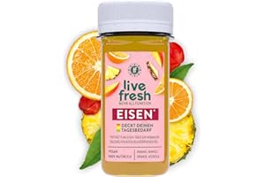 ‎LIVEFRESH Eisen Shot - Vegan & Kaltgepresst - 60ml - LiveFresh - Nie erhitzt - Gekühlt geliefert - Deckt Tagesbedarf an Eisen (8x 60ml)