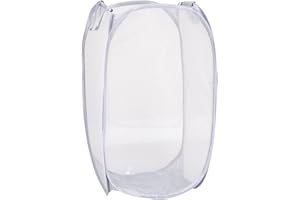 WARESHARK White Pop Up Laundry Bag Washing Foldable Laundry Popup Basket Bag Mesh Hamper Storage Organiser for Laundry Room, Bathroom, Kids Room, College Dorm or Travel