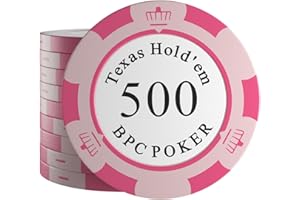 Bullets Playing Cards, 25 glinianych żetonów do pokera Carmela do zestawu do pokera, wartość 500-14 g, średnica 4 cm, kolor różowy/różowy