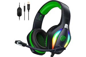 Fachixy FC100 Gaming Headset für PS4, PS5, PC, Xbox, Nintendo Switch, Gaming Kopfhörer mit Kabel und RGB Licht, Stereo Surround Kopfhörer mit Mikrofon, Noise Cancelling Gamer Headphones - GRÜN