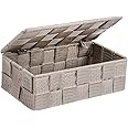 WENKO 22572100 Organizer Adria mini with lid Taupe - Aufbewahrungsbox, Badkorb mit Deckel, Polypropylene, 18 x 6.5 x 10 cm, Taupe