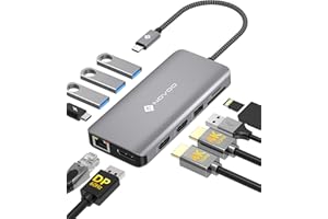 Docking Station USB C, NOVOO 11 in 1 Hub USB C, Triplo Display 4K@60 Hz(2*HDMI&DP), RJ45 Ethernet, 100W PD, Lettore SD/TF e 4 Porte USB Adattatore multiporta per MacBook/Dell/HP/Surface/Lenovo
