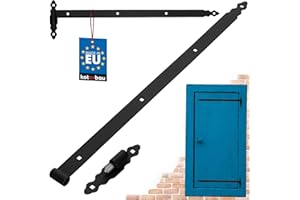 KOTARBAU® Ladenband mit Kloben 800 mm pulverbeschichteter Stahl Torband mit Kugellager Scharnier Schwarz links & rechts Ladenbänder Türband Holztür Gartentorband