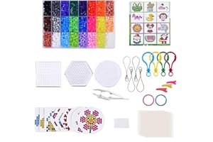 COZYPLC 4300pcs Fuse Beads kit for Kids, 24 Colors 5mm Fuse Beads with Fuse Bead Pegboards and Storage Box Iron Bead Melting Craft Kit for Kids with Hair Pins, Hair Band, Fuse Beads Kids Arts and Crafts