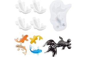 GENERIC Yayatty Silicone Moule pour Bijoux, 5 PCS Moules en Silicone pour Carpes Koï pour Décorations de Bijoux, Pendentif Suspendu Porte-Clés Bricolage, Bougies de Savon