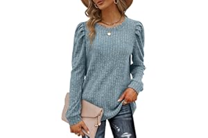 Sampeel Womens Long Sleeve Tops Ladies Lightweight Jumpers Puff Sleeve Sweatshirts