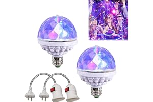 ZXCVB 2 Pack Colorful Rotating Magic Ball Light, 2022 New Colorful Magic Rotating Ball Light, LED Car Atmosphere Light Disco Ball Halloween Dance Party Stage Light (White, Lamp +Universal lamp Holder)
