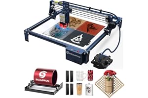 SCULPFUN S30 Pro Max Laser Engraving Machine with Laser Rotary Roller and Automatic Air Assist, 20W Optical Power CNC Laser Engraver and Laser Cutter, High Precision for Wood Metal Glass Acrylic