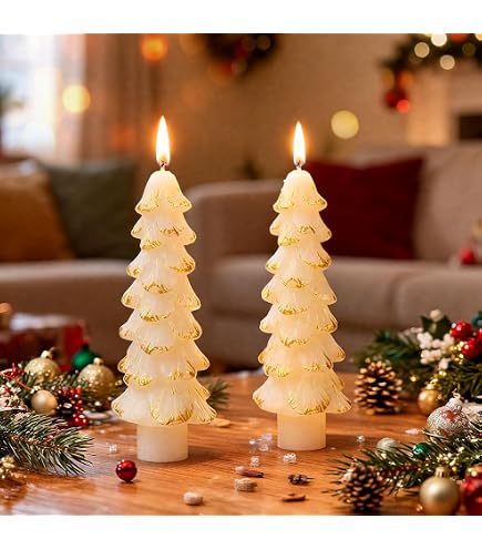 Bougies Décoratives En Forme De Sapin De Noël - Cire De Soja Naturelle - Durée De Combustion 6 Heures - Cadeau De Noël Féminin - 4