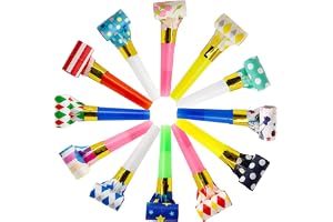 POBLLEM 30 Pcs Colorful Birthday Noisemakers - Blow Horns, Whistles, Blowouts - New Years Party Favors and Noise Makers