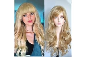 YEESHEDO Encantadora peluca larga rubia ondulada de 22 pulgadas para mujer, disfraz de fiesta de cosplay (rubio)