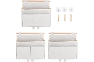 SHMSHNG Organizador colgante de 3 unidades, organizador de pared, organizador de puerta, almacenamiento de lino para el hogar, oficina, baño, habitación infantil