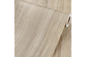 WADDLLCOR Grano de Madera de Roble Papel de Contacto Película autoadhesiva para Muebles Estante Adhesivo Decorativo Revestimiento para gabinetes Estantes Etiqueta de la Puerta 40cm x 2m