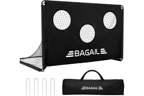 BAGAIL But de Football avec Cible, 2 en 1, Portable, Facile à Installer, idéal pour entraînement et matchs, 180x120 cm