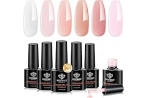 modelones 8 w 1 żel do Budowy Paznokci UV, 6 SZTUK żel do Paznokci Rosa, Zestaw Gummy Base Pose Americaine, Półtrwały Lakier Hybrydowy UV, Kapsułki i Przedłużki, do Naprawy Manicure