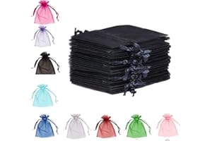 EMSIA Organza Bags 7x9cm Gift Wedding Favour Jewellery Pouches, Small Party Sweet Bags, Sheer Drawstring Pouches Perfect Size for Our Sunflowers Seeds Lavender Bag(7 x 9 cm - 25 pcs, Black)