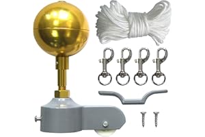 Zestaw akcesoriów do masztów na flagi IGTOPS, zestaw do naprawy masztów na flagi, części do naprawy masztów na flagi w zestawie z kulą, liną, hakiem, zaciską, topperem z aluminium z kołowrotkiem