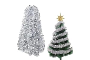 REFORUNG Espumillón Navideño Brillante 10m - Guirnalda Decorativa Oropel para Árbol de Navidad - Decoración Colgante para Hogar y Restaurante