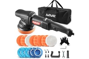 Lucidatrice Orbitale,AUTIWOZ 920W Auto Lucidatrice,Lucidatura Eccentrica set,125 mm Tampone di Lucidatura,Impugnatura D e Impugnatura Laterale,6 Velocità,2800-5800Giri/min, Lucida Auto,Barche e Moto.