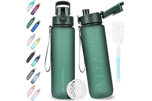AOPREL Trinkflasche 1l, Trinkflasche Sport Tritan & BPA-Frei Wasserflasche Mit Filter und Bürste, Auslaufsicher Sportflasche Für Fitness, Wandern, Camping, Schule und Büro