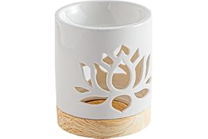 ZEN ARÔME Bruciatore profumato Ceramy Ninfea – Bruciatore fondente profumato – Oggetto artigianale alla moda Lotus – Aromaterapia facile- Diffusore di oli essenziali profumi e fragranze – 50 ml – H 10,5 cm –