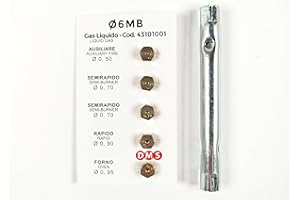 DMS SET UGELLI GAS BOMBOLA GPL UNIVERSALI PER CUCINA + CHIAVE A TUBO PER MONTAGGIO