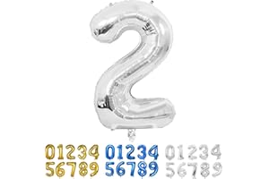 YOYOIN Luftballon 2. Geburtstag Zahlen Luftballon, Silber Folienballon in 40" - 100cm Geburtstag Zahlen Luftballon 2 Jahre Geburtstagsdeko Zahlenballons für Kinder Junge 2. Geburtstagsparty Deko