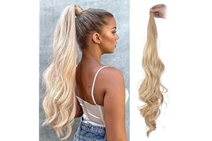OTO BELLA Ponytail 32 Inch Flexible Wrap Around Ponytail Extension Long Ponytail Hair Extensions Curling Synthetic Ponytail Wig for Daily Use by Women (P27/613#)