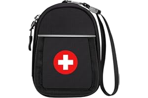 SITHON Sac à Médicaments Vide - Mini Trousse à Pharmacie Organisateur de médicaments Isotherme portable pour Auvi Q, Spray Nasal, allergie Meds, L'asthme Inhaler pour Voyage l'extérieur Enfan, (Noir)