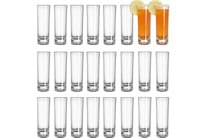 JUNANDHBAO 24 höga snapsglas, bottenanslagsglas, shotglas, glas shotglas, 4 x 10,2 cm, 60 ml litet vinglas-set, partytillbehö