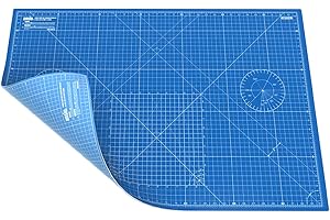 ANSIO Craft Cutting Mat Self Healing A1 Double Sided 5 Layers - Quilting, Sewing, Scrapbooking, Fabric & Papercraft - Imperial/Metric 34 inch x 22.5 inch / 89cm x 59cm - True Blue/Sky Blue
