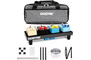 GHOSTFIRE Ghost Fire Gitarren-Pedalboard, Aluminiumlegierung, 0,4 kg, super leichter Effekt, Pedalboard, 35 x 14 cm, mit Tragetasche, SPL-01