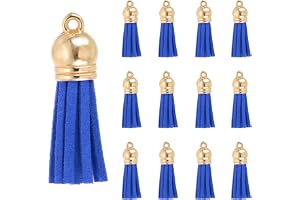 PATIKIL 3,5 cm läder tofsar, 30 st fuskläder mocka tofs nyckelring berlock bulk med guld keps för gör-det-själv hantverk dekor handväskor armband smyckestillverkning nyckelring