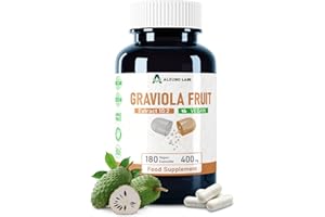Alzuro Labs Estratto di Frutto di Graviola 4.000mg | Estratto 10:1 (400mg) | 180 Capsule Vegane | Alta Potenza | Supporto Immunitario & Antiossidante | Testato da Laboratori Indipendenti