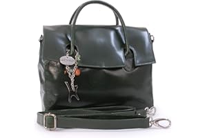 Catwalk Collection Handbags - Women's Leather Crossbody Bag With Top Handle - Medium A5 Work Tote Bag - Detachable Shoulder Strap - ELLA - Green