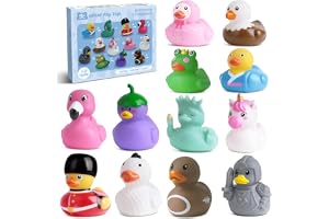 12 Bath Ducks for Toddlers, No Holes Mold-Resistant Bath Toy, Floating Water Toy for Baby Splash Basin, Educational Sensory Toy for Boys and Girls 18+ Months