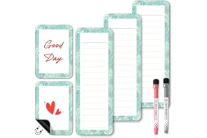SLIANDTELLY Magnetic Notepad for Fridge, 5 PCS Reusable Shopping Lists Pads Replace Tear Off Sheets, Small to Do List Whiteboard Meal Planner Pad & Magnets Grocery Dry Erase Board for Home Office Kitchen, 2 Pens