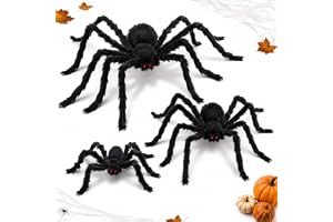 Huanmin 2 m halloween jättestor spindel, halloweendekoration utomhus trädgård, läskig spindel stor set, med stort spindelnät dekoration & 20 minispindlar, för trädgård, utomhus och fest skräck utomhus