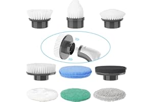 Spazzola per Pulizia, [9PCS] Homtronics Spazzole di Ricambio per Spazzola Elettrica Rotante, Set di Testine Sostituibili, Spazzole Multiuso per Bagno Doccia Toilette Cucina, Auto, Piastrelle Pavimenti