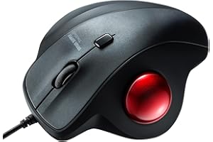SANWA Trackball Maus mit Kabel, Leise Klik Mäuse, 600/800/1200/1600 DPI, USB-A & Type-C Anschluss, Vorbeugung Mausarm Tennisarm RSI, 34mm Ball Daumenkontrolle, Kompatibel mit Winows, Mac, PC, Schwarz