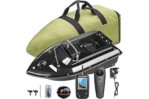 BILBEAR Fishing Bait Boat,Smart RC Bait Boats Speedboat,500m Remote Control Distance,1.5kg Loading Hopper,Double Motor,Fishfinder with Sonar Sensor,Portable Handbag