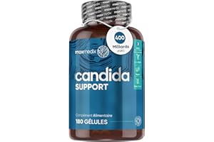 Candida Support 180 Gélules Vegan - Probiotique + Prébiotique - 400 Milliards d'UFC - Avec Aloe Vera, Zinc, Acide Caprylique, Ail, Betterave - Équilibre des Albicans - Testé en Laboratoire